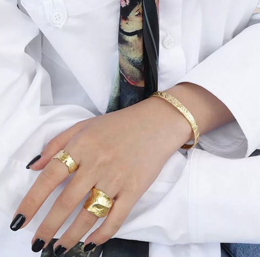 Gold Sandblast Foil Cuff