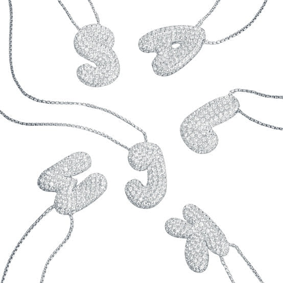 Silver Hailey Pave Initial Necklace