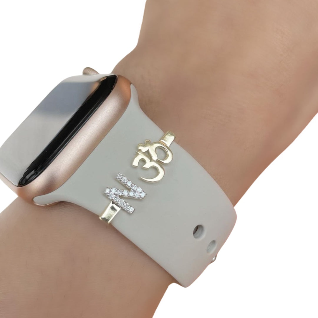 Personalised Pave Initial/Aum Watch Charm