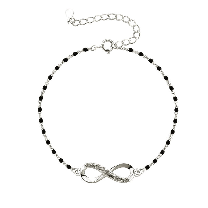 Silver Eternal Bond NSCD Black Bead Bracelet (925, 18k Vermeil)