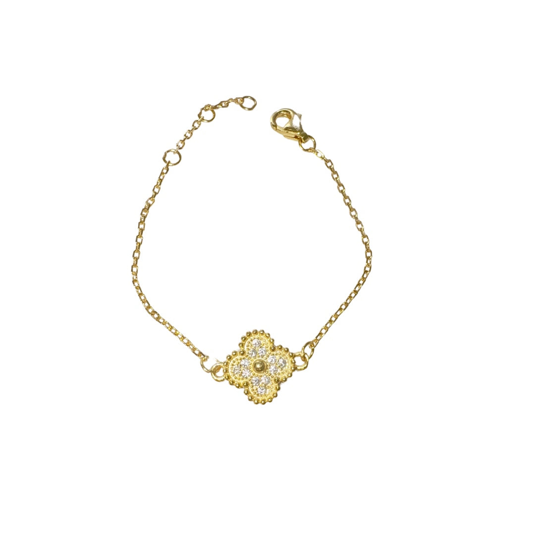 Gold Nscd Clover Motif Baby Bracelet (925, 18k Vermeil)