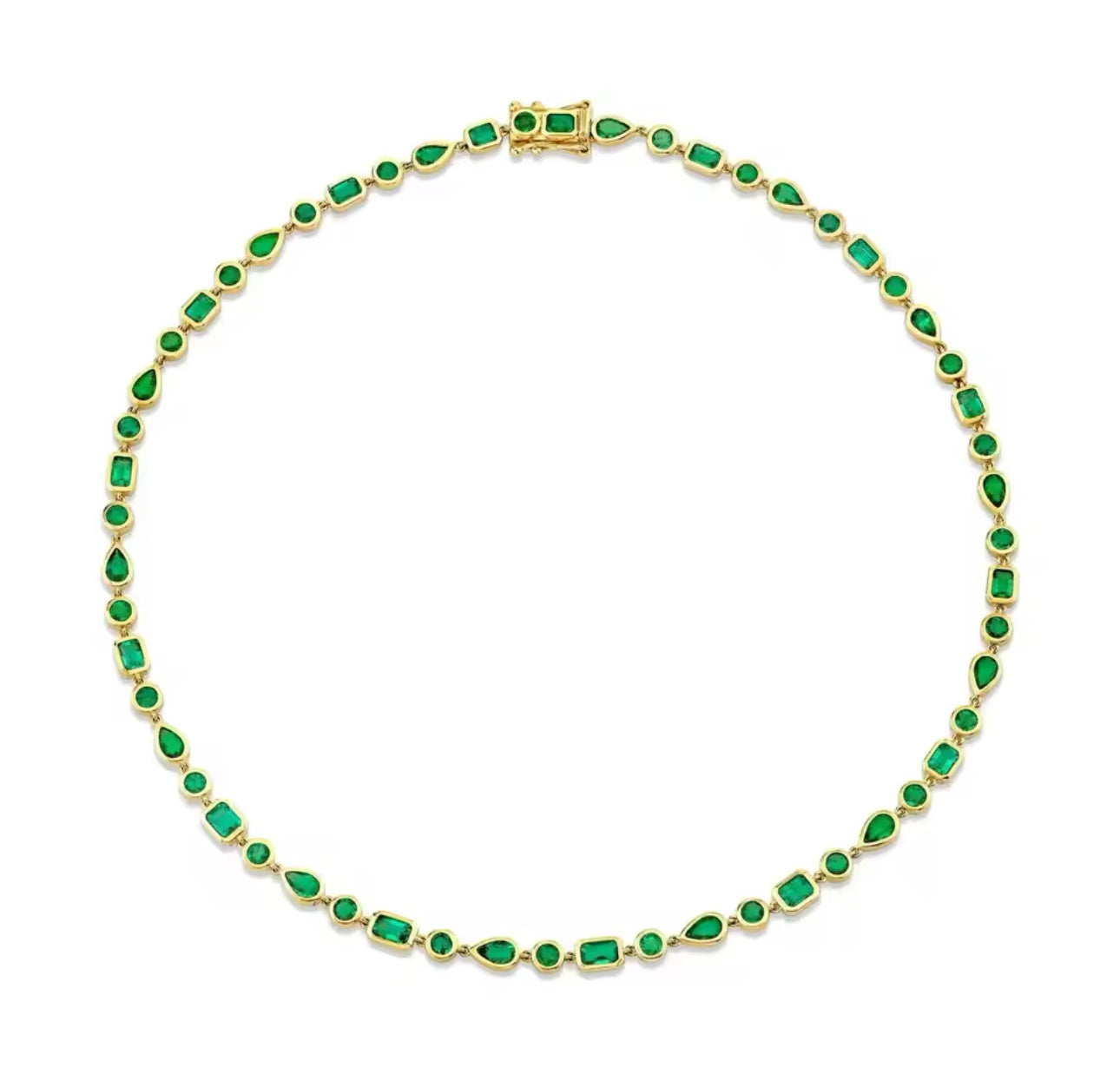 Emerald Falls Bezel Emerald & Brilliant Tennis Necklace (Mix Metal)