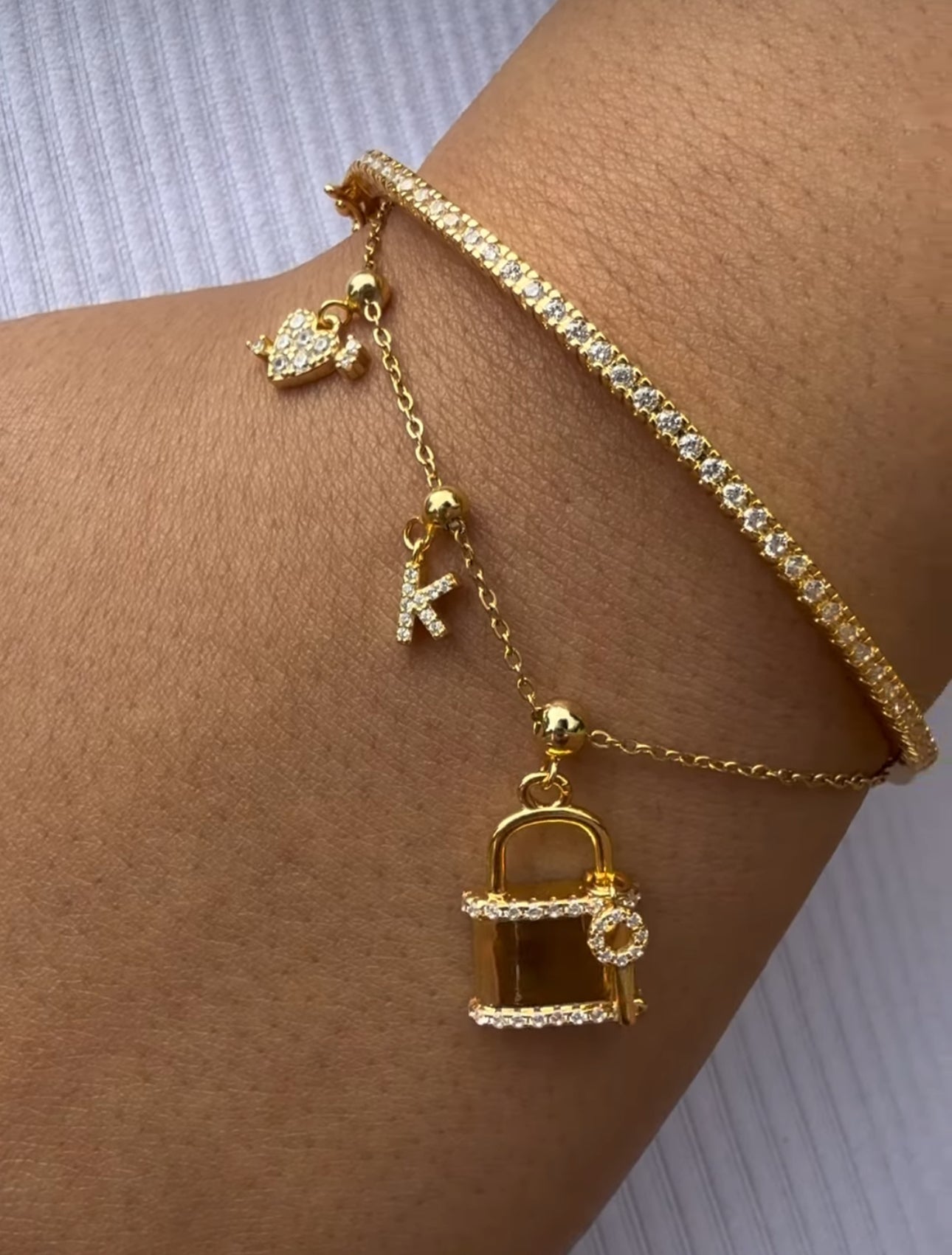 Elite Series Gold Padlock & Key Charm (925, Vermeil)