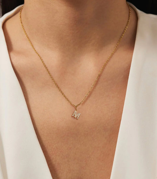 Gold Sweet Petite Initial Necklace (Stainless Steel)