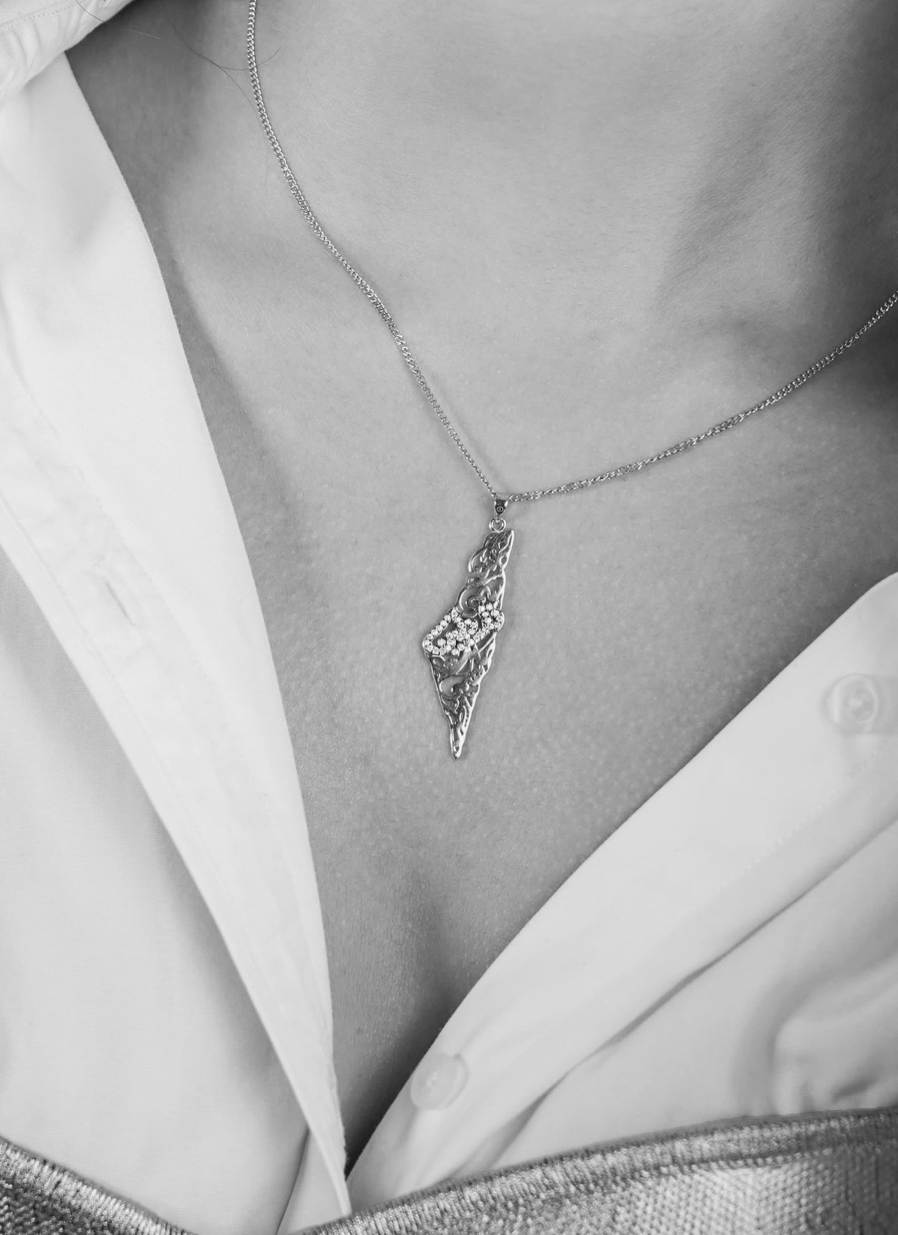 Silver Palestine Calligraphy Sparkle Necklace