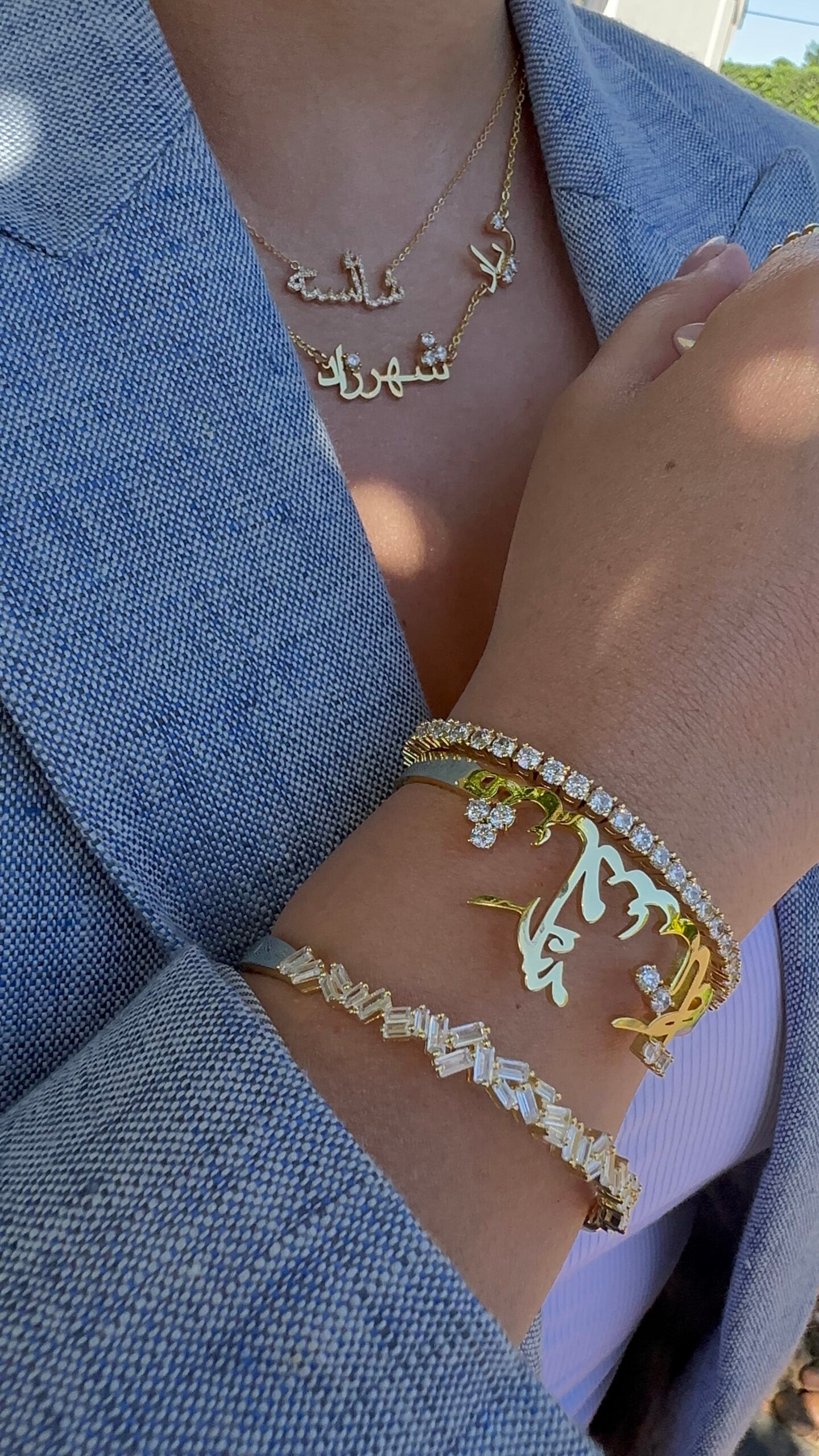 Gold Luxe Baguette Closed Bangle (925)