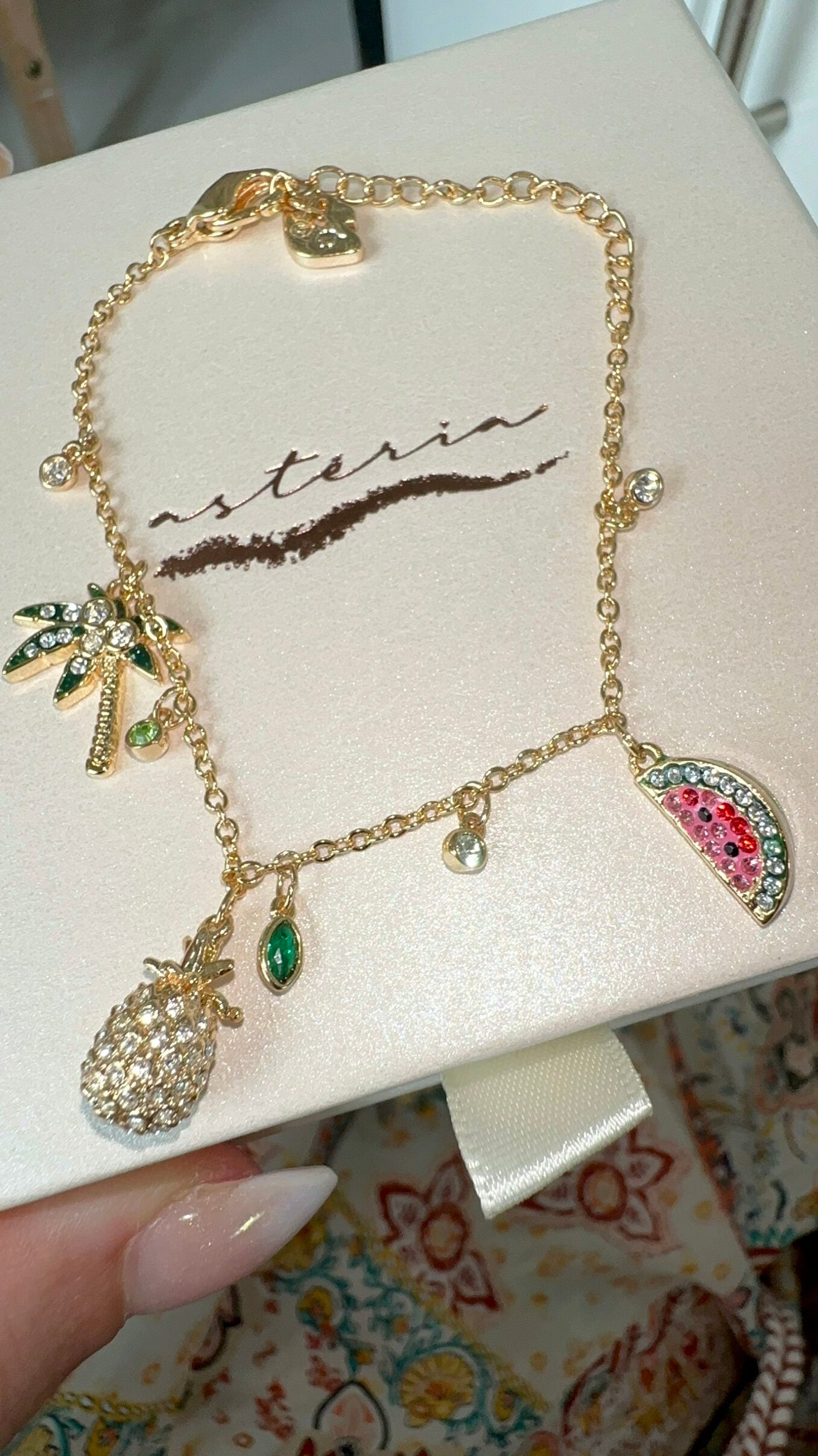 Pink Island Vibes Charm Necklace & Bracelet (Mix Metal)