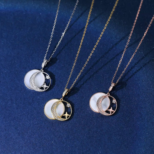White Pearl Interstellar Necklace (925, 18k Vermeil Gold, Rose, Silver)