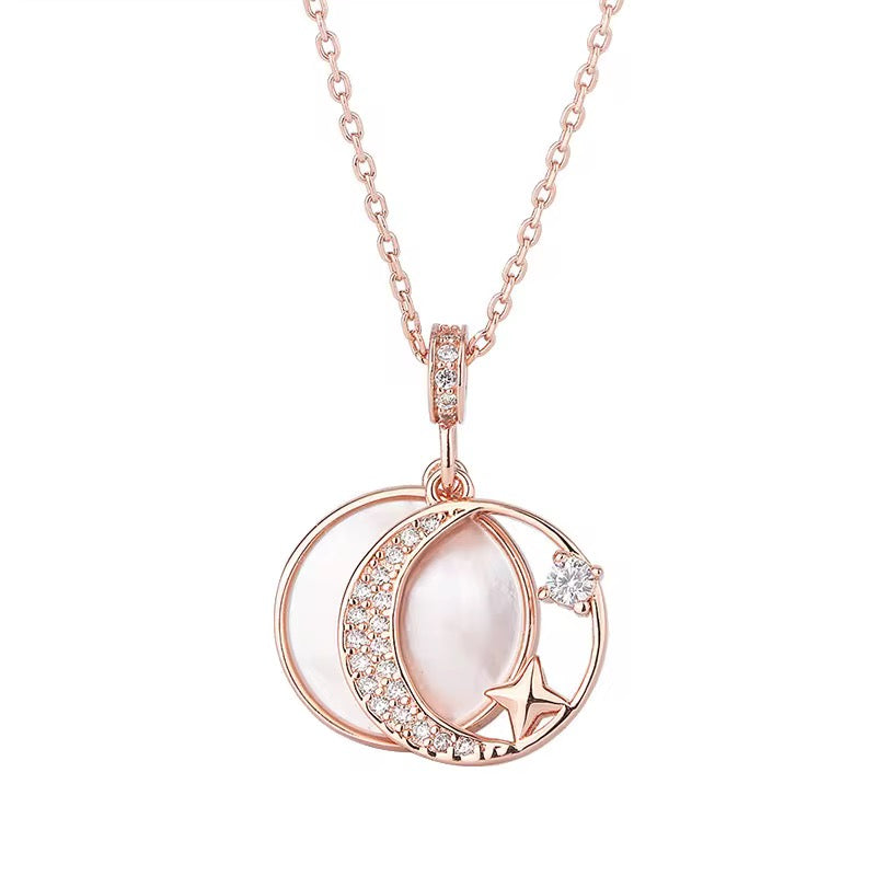 White Pearl Interstellar Necklace (925, 18k Vermeil Gold, Rose, Silver)