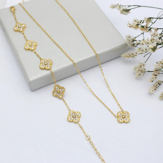 Double Sided Bling Queen Clover 3 Piece Set (Stainless Steel)