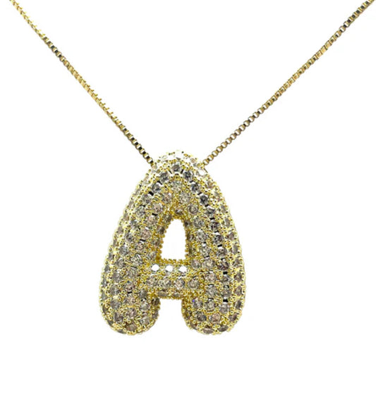 Gold Hailey Pave Initial Necklace