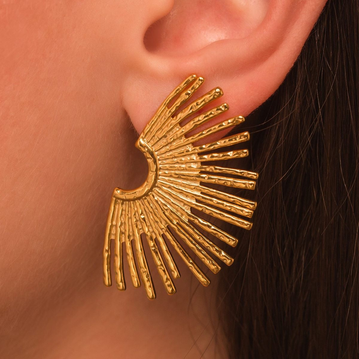 Gold SunRay Burst Earring