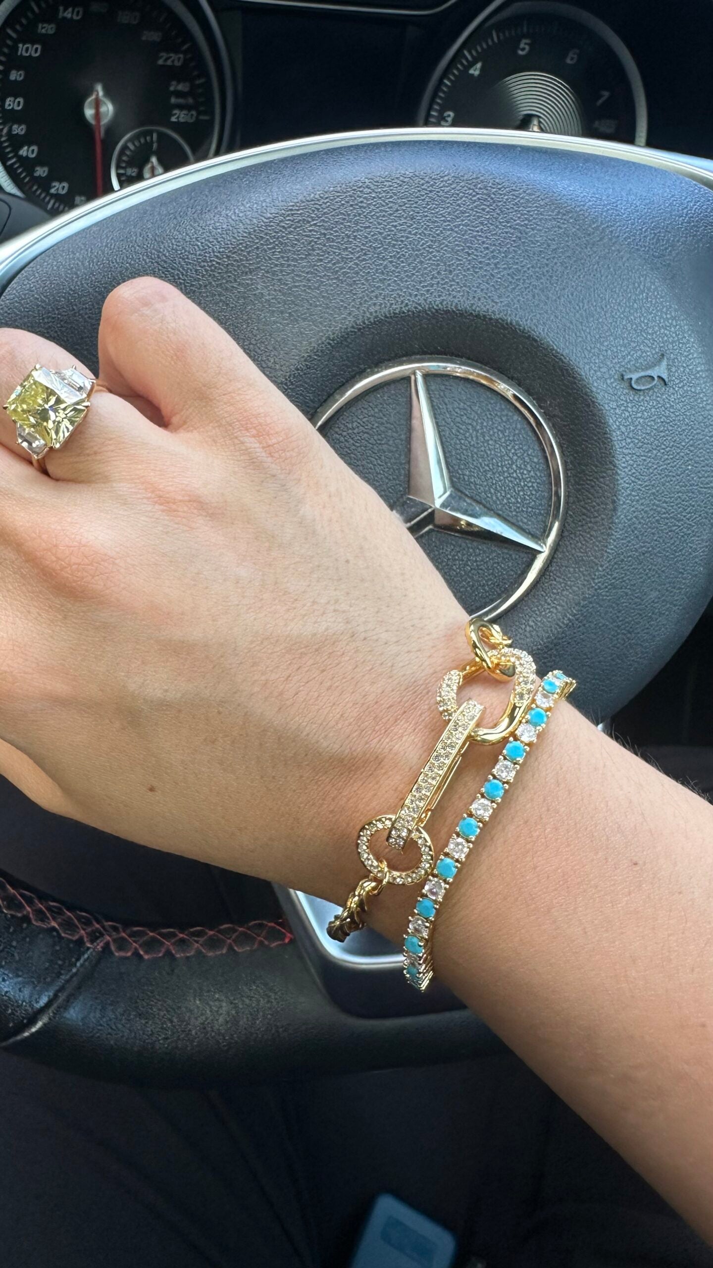 Gold & Turquoise Sparkle Tennis Bracelet