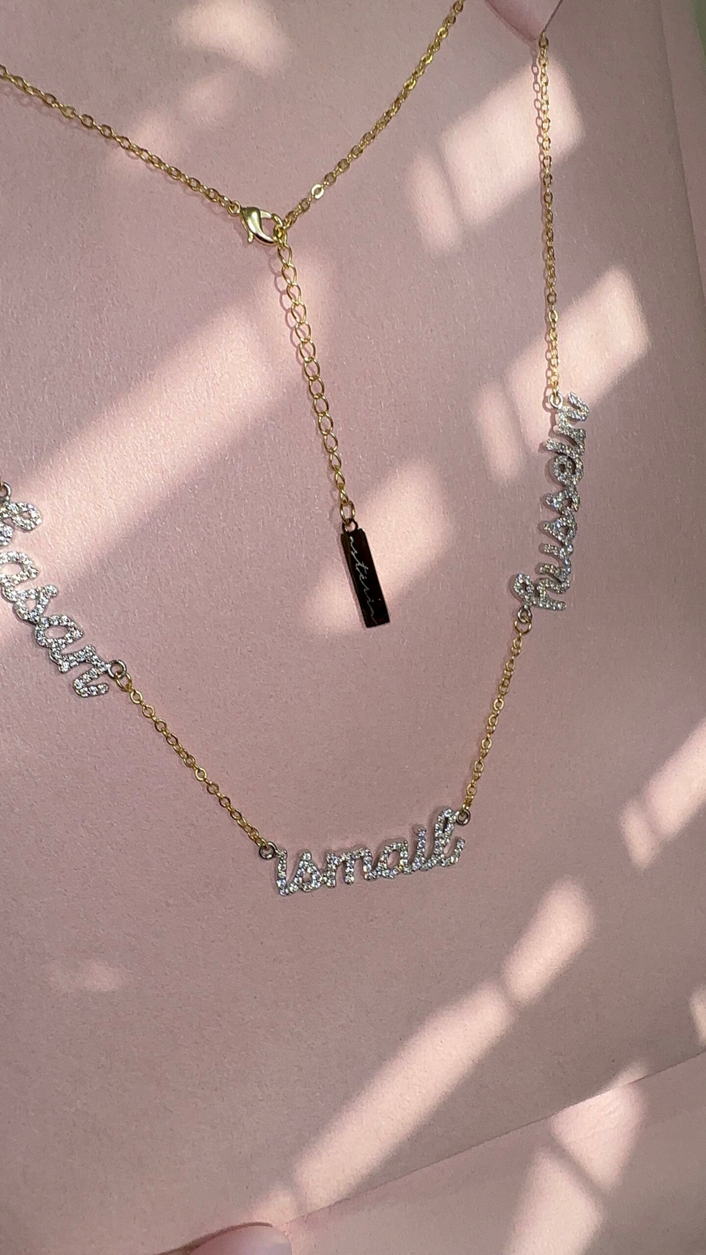 Personalised Four Name Pave Nameplate