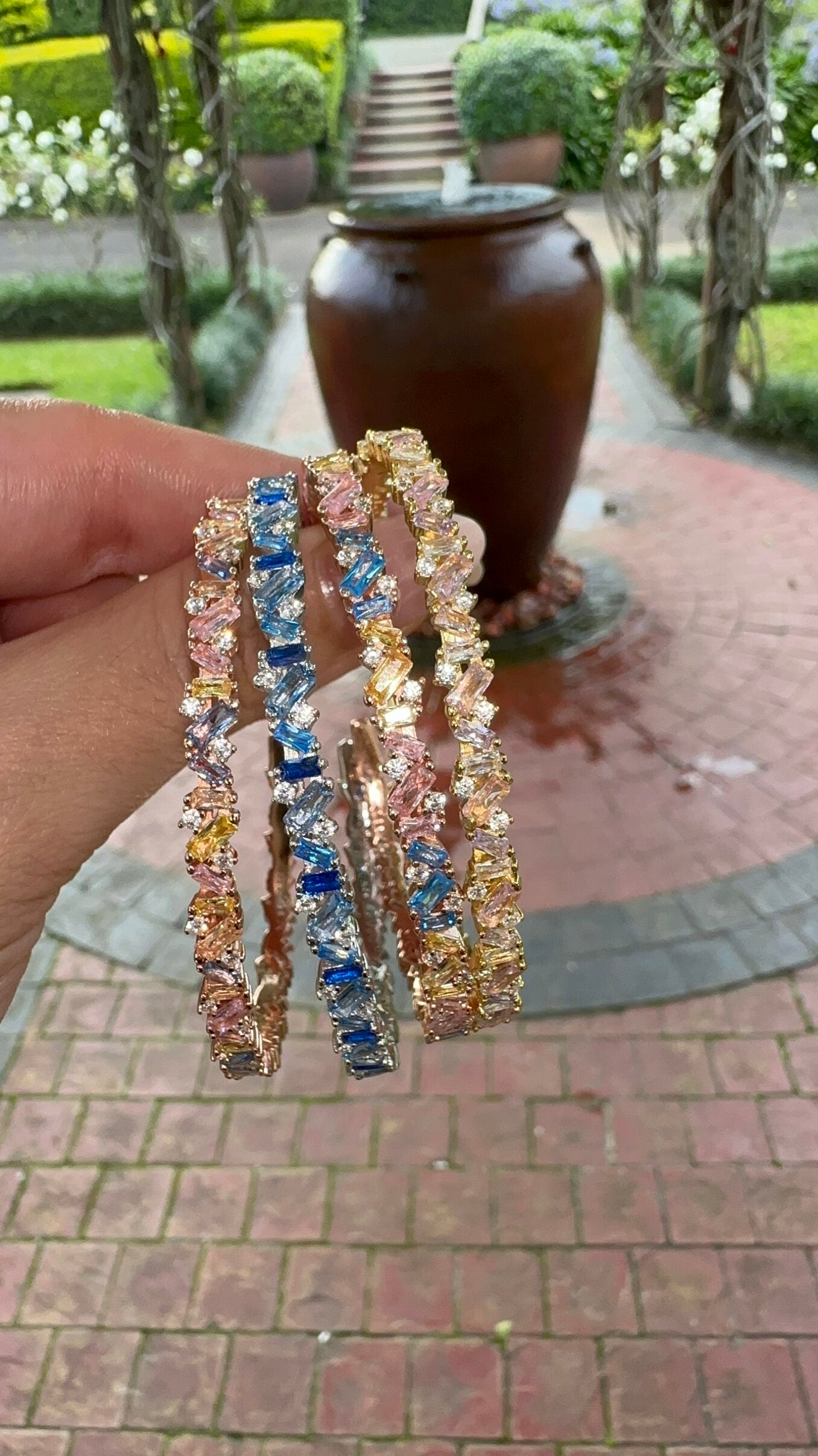 Silver Denim Blues Bon Bon Bangle (925, Platinum Vermeil)