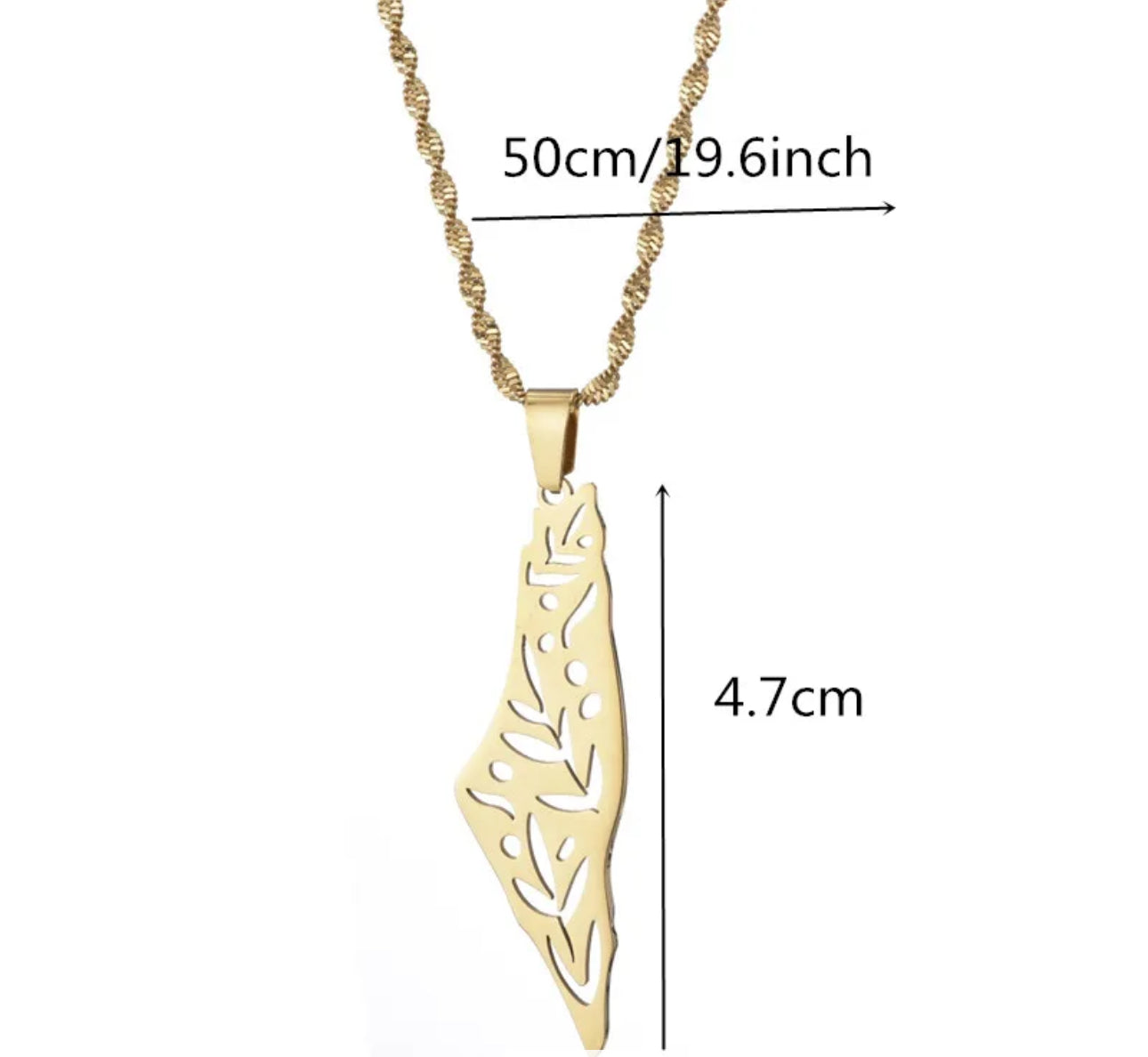 Gold Olive Tree Map Necklace