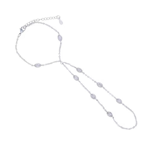 Bezel Hand Chain Ring Bracelet (Gold & Silver)