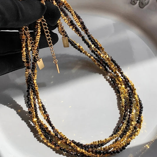 Mystical Bond Black & Gold Agate Twist Necklace