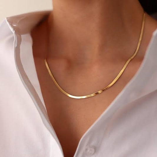 The Perfect Herringbone Layer Necklace (3mm, Gold, Silver, Rose)