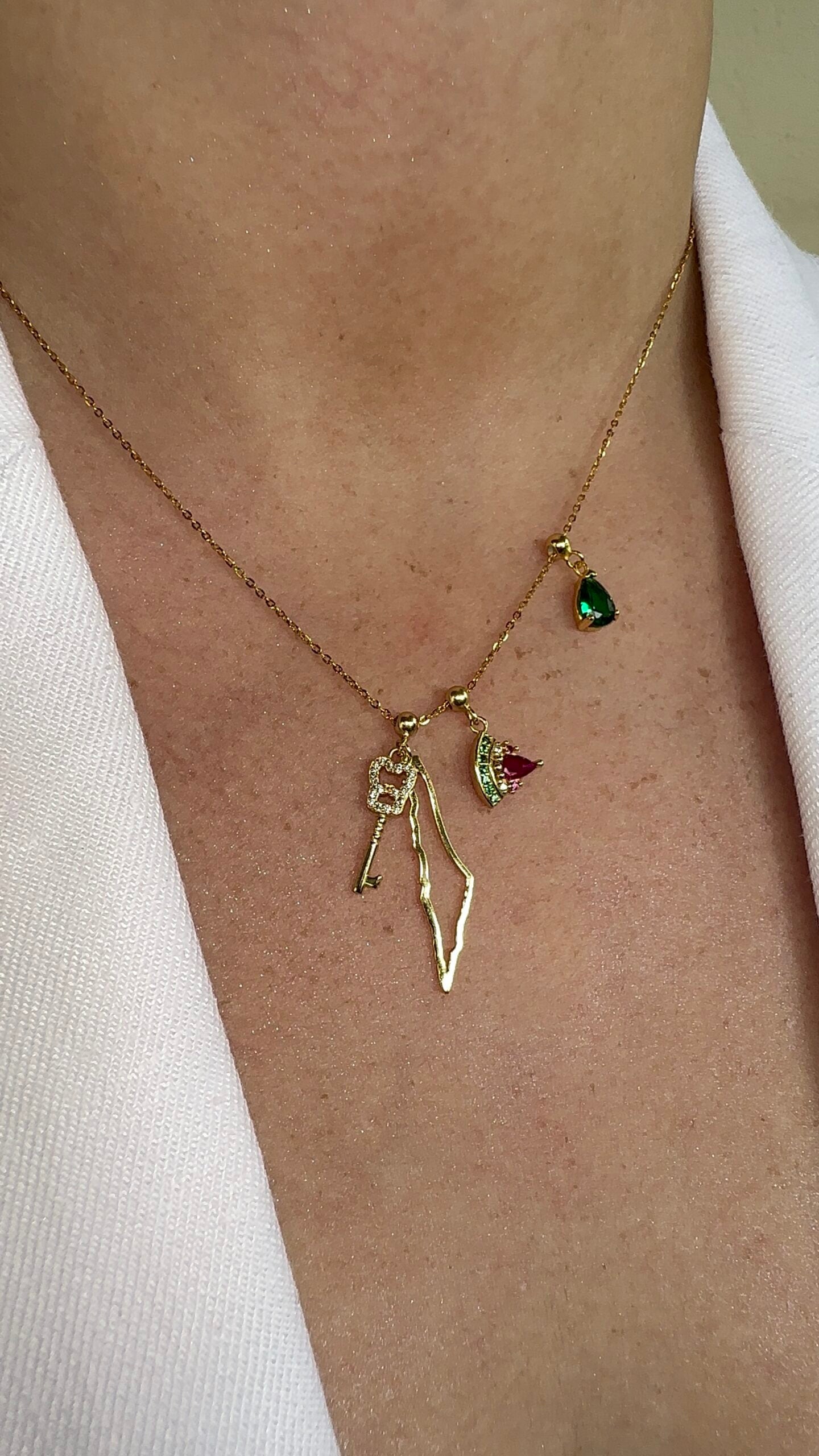 Elite Series Gold Pear Emerald Drop Charm (925, 18k Vermeil)