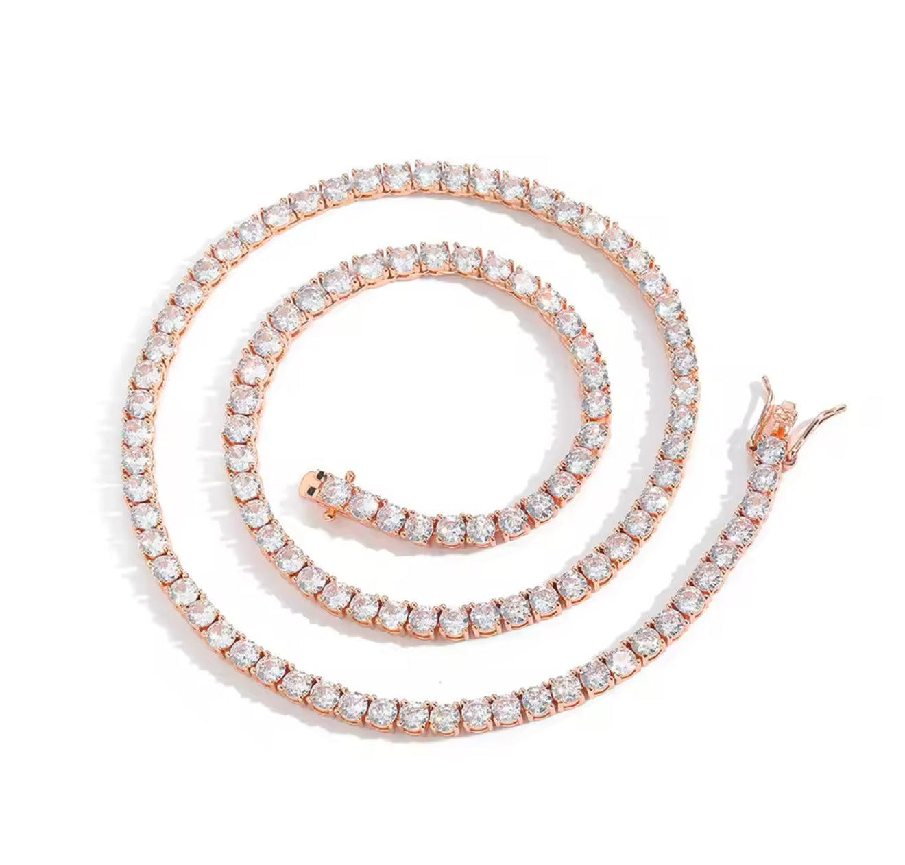 Rose Gold Classic 3mm Tennis Necklace (Mix Metal)