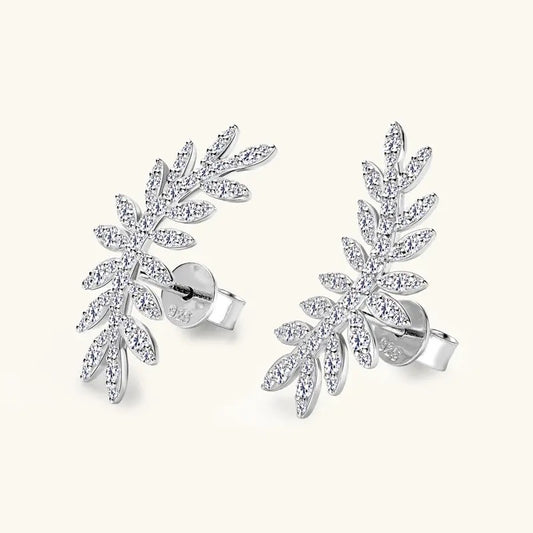 Silver Moissanite Sparkle Wreath Earring (925, Platinum Vermeil)