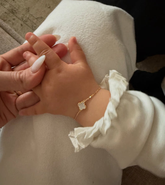 Rose Gold Baby Clover Bracelet (925, Vermeil)