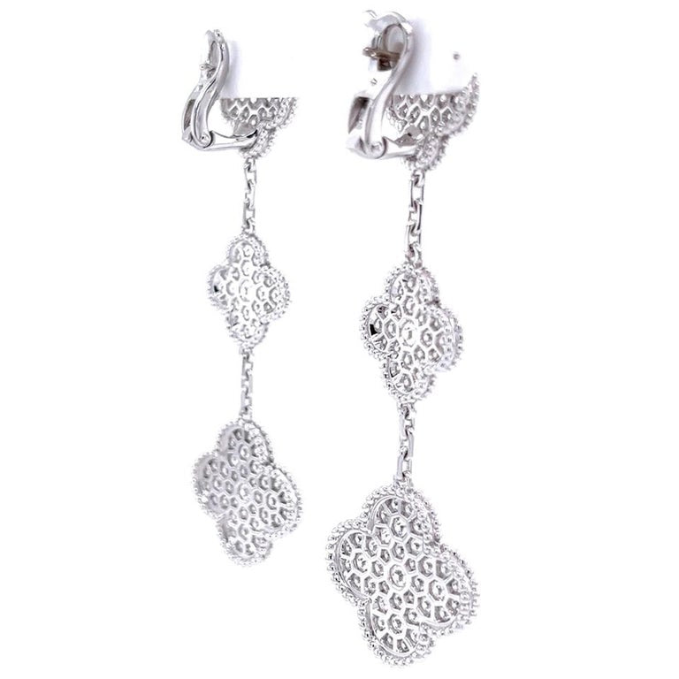 Full Silver Pave 3 Drop Motif Earring (925)