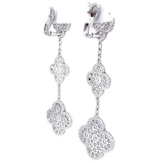Full Silver Pave 3 Drop Motif Earring (925)