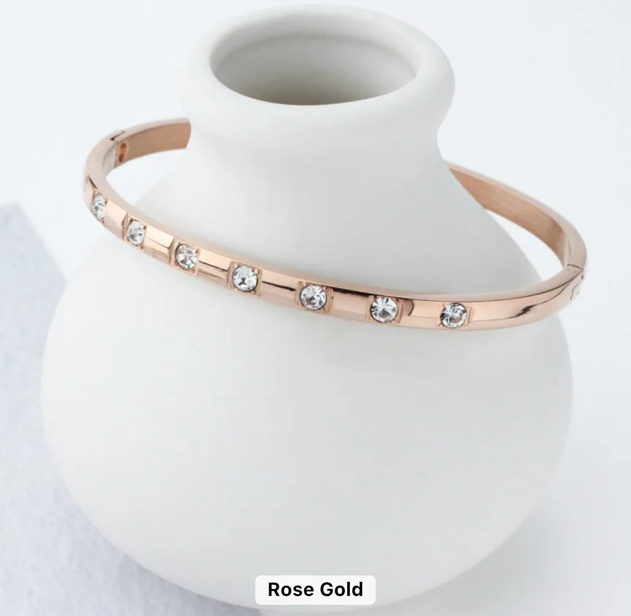 Bejewelled Bangle (4mm) (Gold, Silver, Rose)