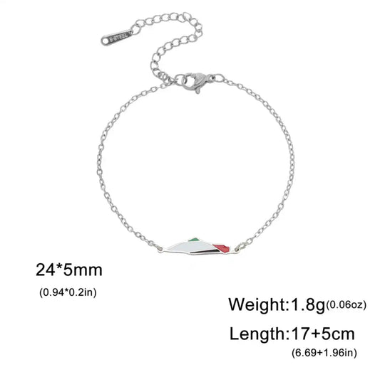 Silver Enamel Map Bracelet