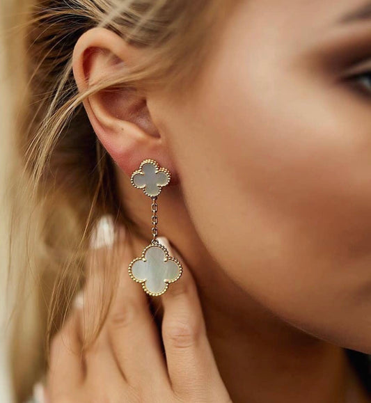 Rose Gold & Pearl Glam Drop Earring (925)