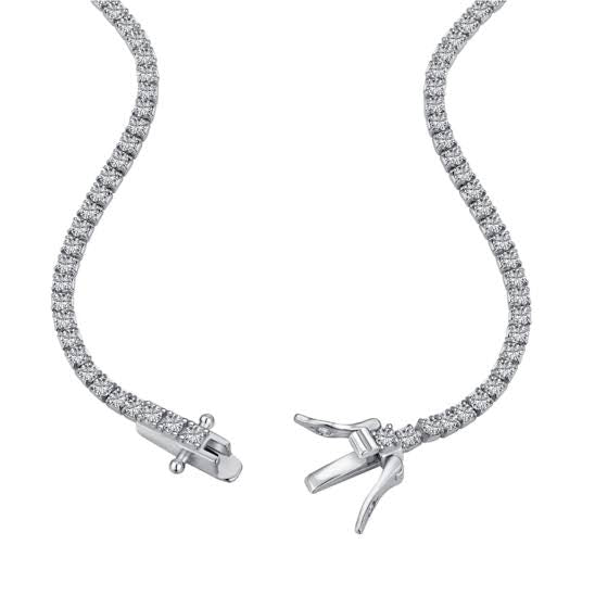 Silver 2mm Moissanite Tennis Necklace