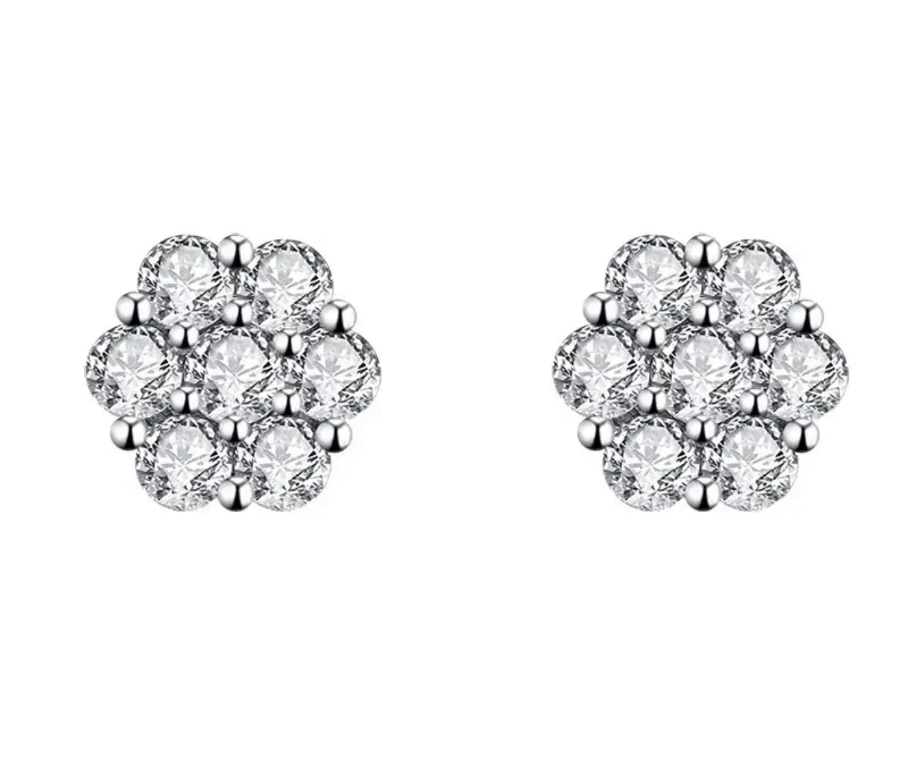 Silver Flower Power Intense Sparkle Earring