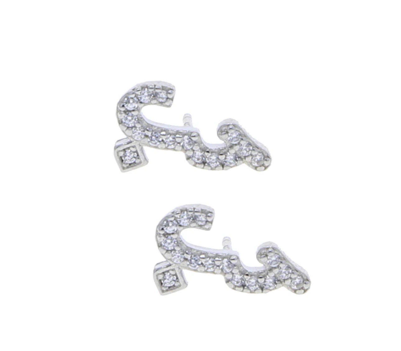 Silver Pave Habibi Earring (925, Platinum Vermeil)