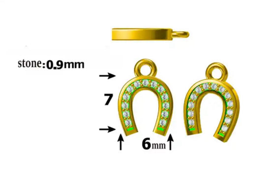 Elite Series Gold Horseshoe Pave Charm (925, Vermeil)