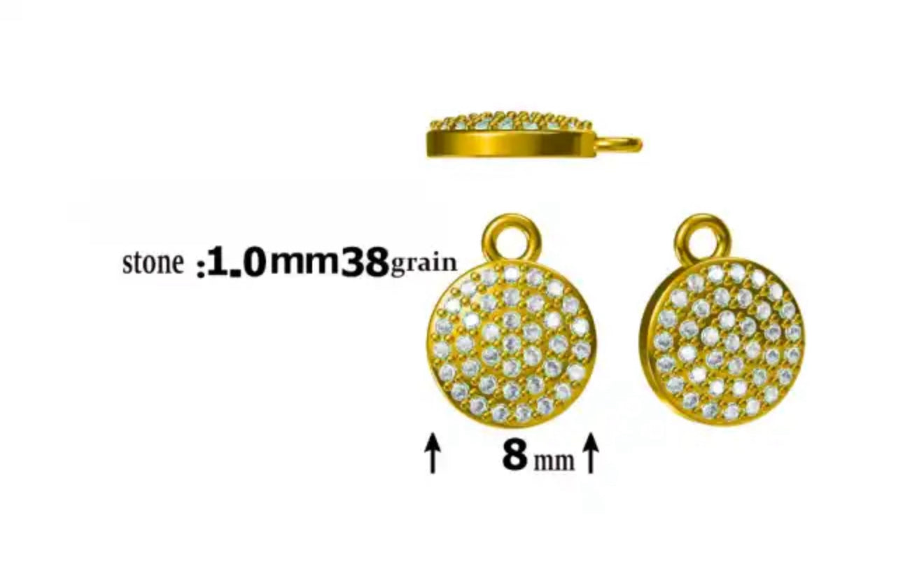 Elite Series Gold Pave Disc Charm (925, Vermeil)