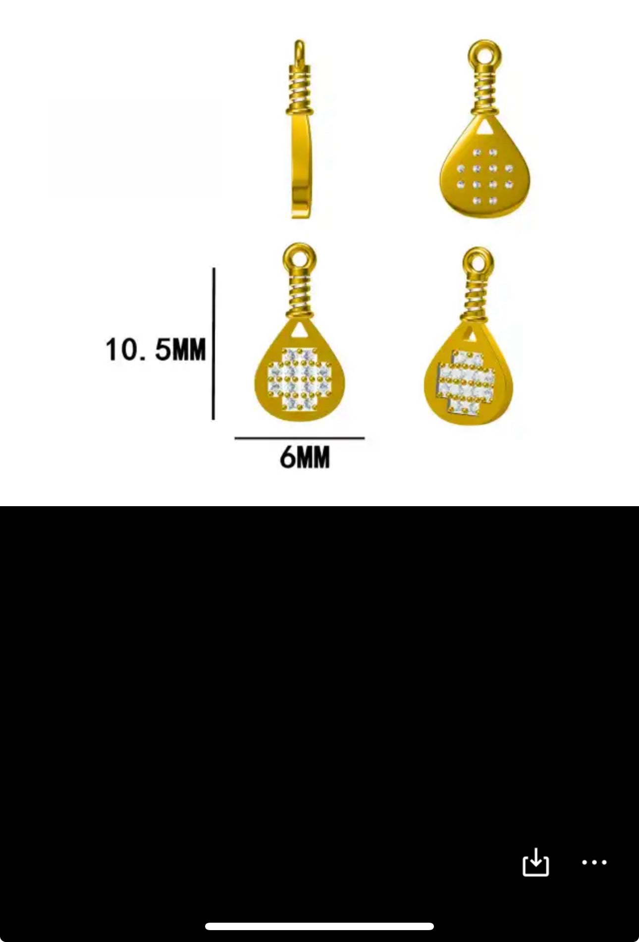 Elite Series Gold Padel Sparkle Charm (925, Vermeil)