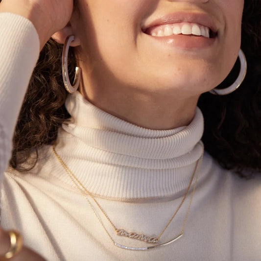 Gold Pave Mama Nameplate Necklace