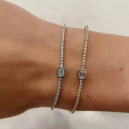 Silver Sophistica Emerald Cut Tennis Bracelet