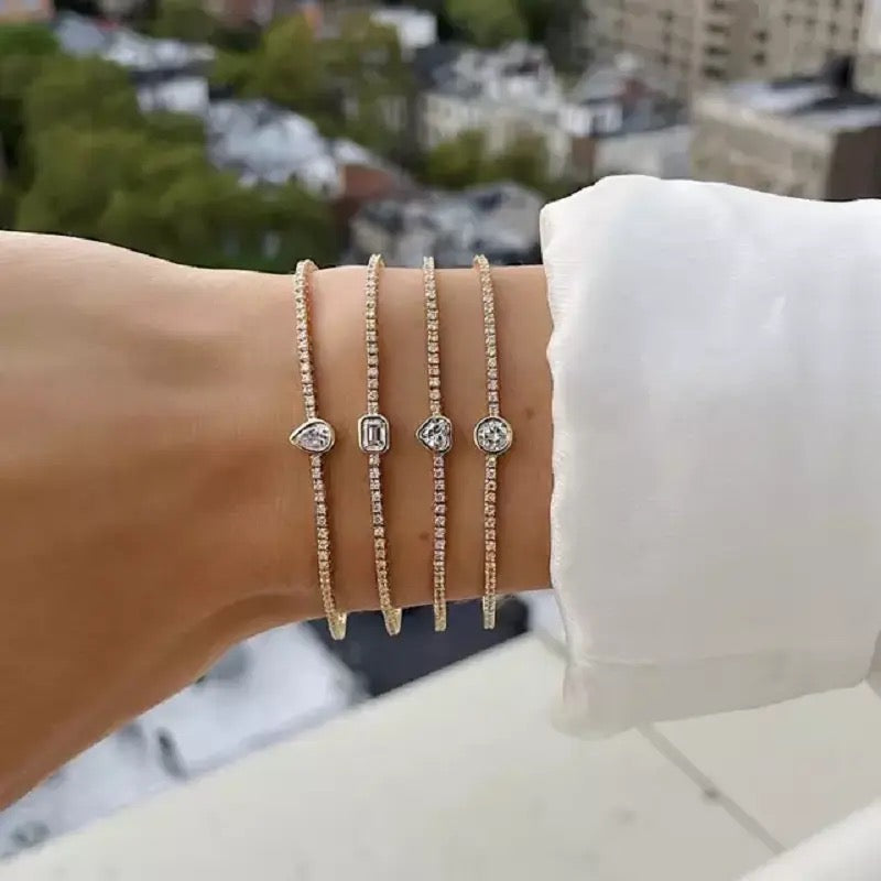 Gold Sophistica Pear Cut Tennis Bracelet