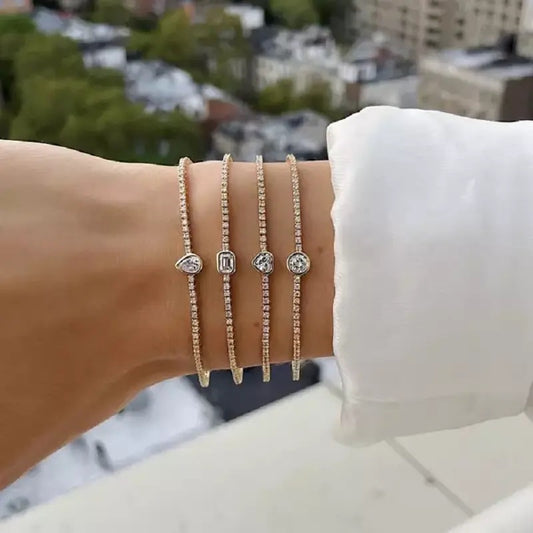 Gold Sophistica Pear Cut Tennis Bracelet