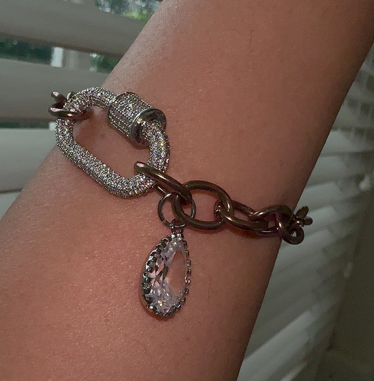 Bronze Pave Crystal Link Bracelet
