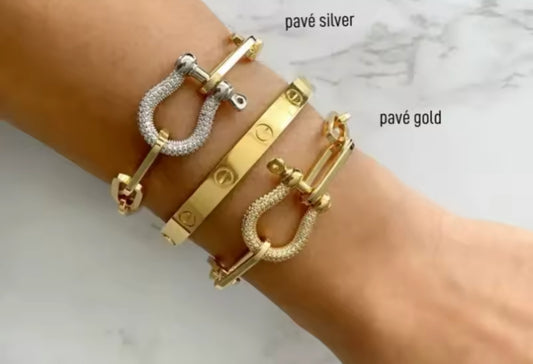 Pave Link Paperclip Bracelet (Gold & Silver)