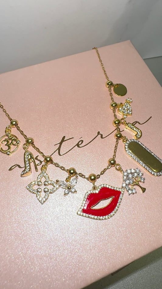 Elite Series Red Lip With NSCD Sparkle Liner Charm (925, Vermeil)