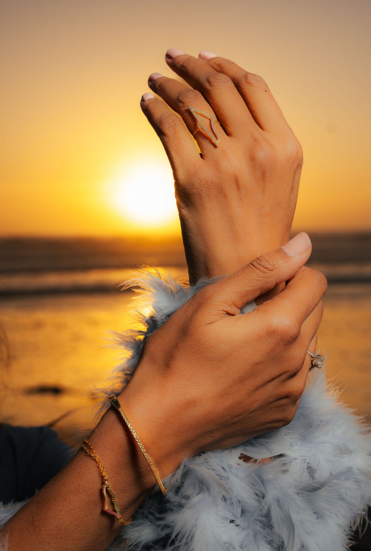 Gold Pave NSCD Palestine Ring (925, Adjustable)