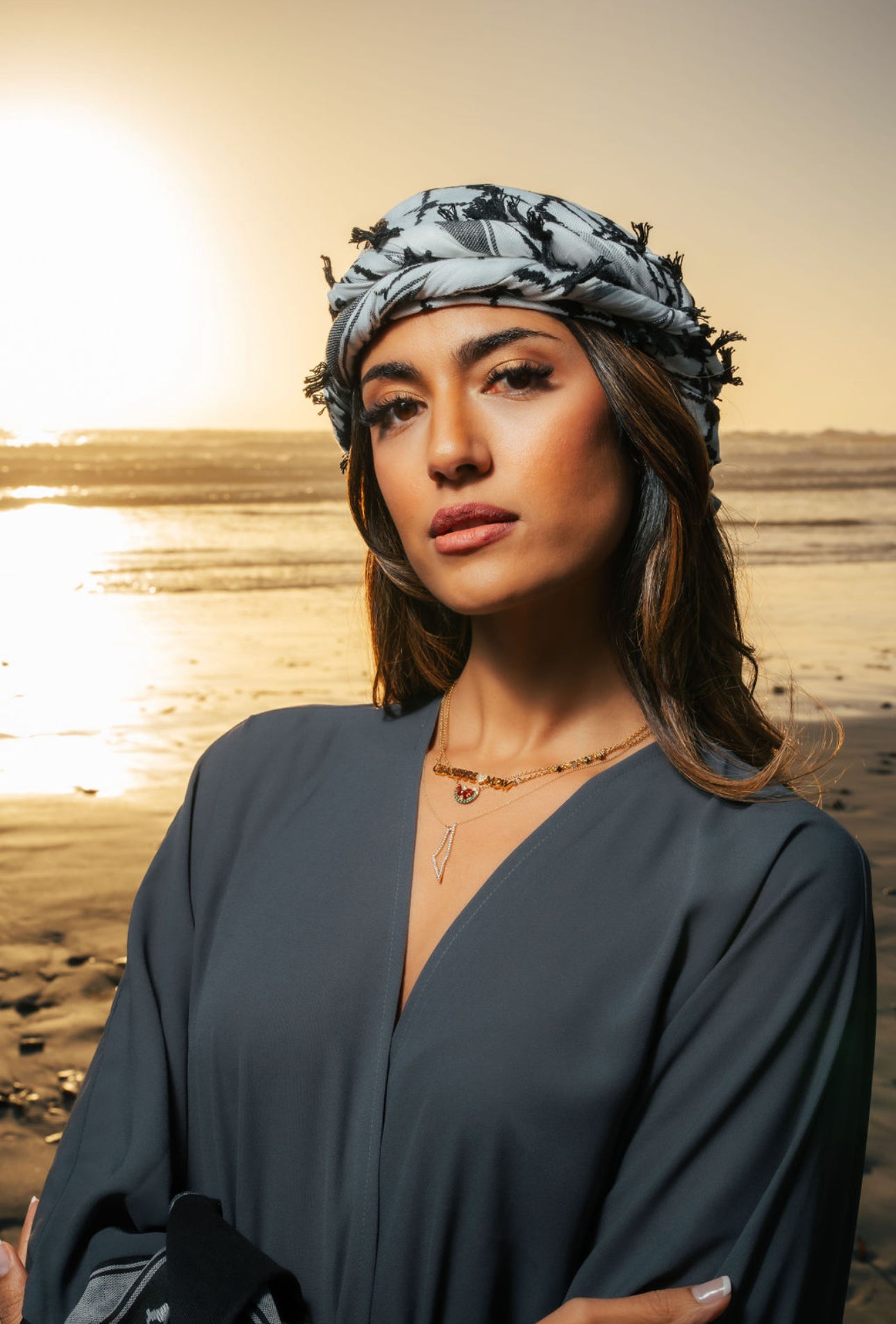 14k Solid Gold Lab Diamond 35mm Map Necklace