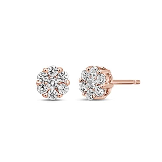 Large Rose Gold Flower Power Intense Sparkle Stud Earring