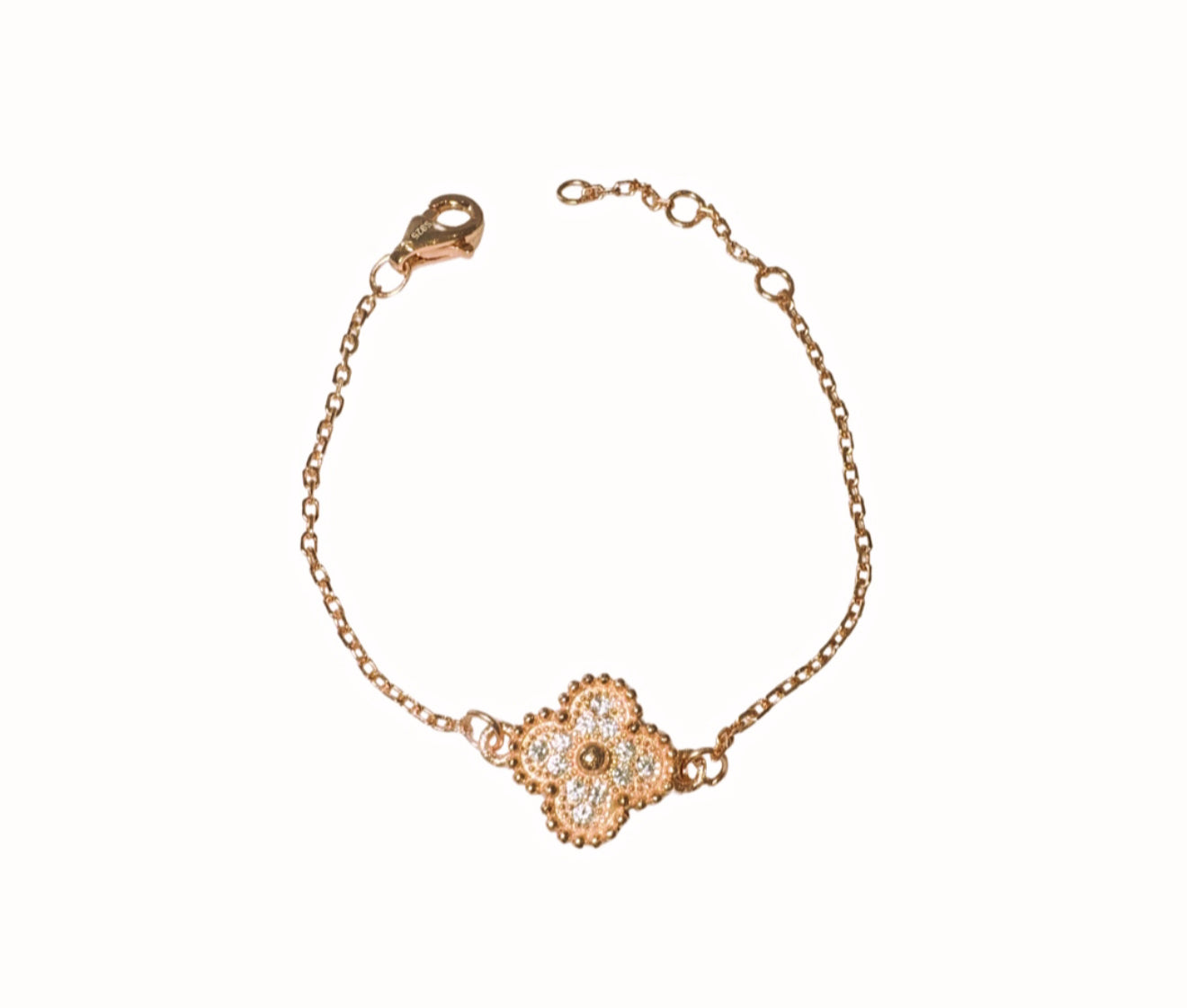 Rose Gold NSCD Clover Motif Baby Bracelet (925, 18k Vermeil)