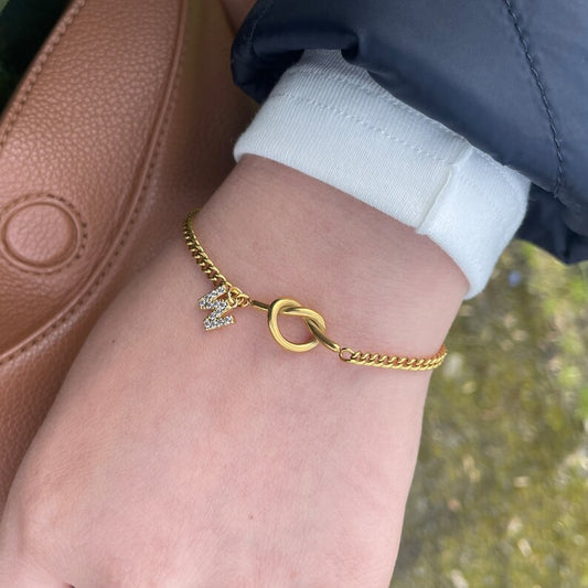 Gold Infinity Knot Initial Bracelet & Necklace (S.Steel)